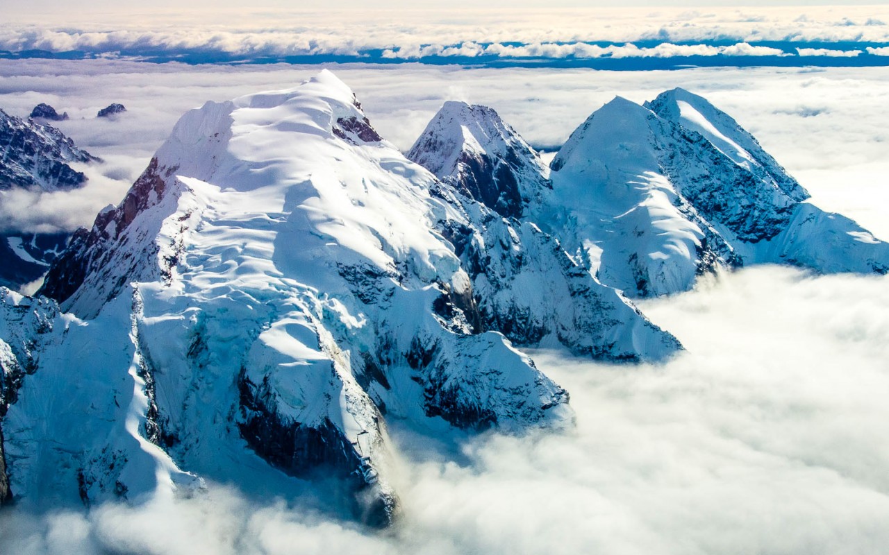 Peaks near the head of the Tokositna Glacier